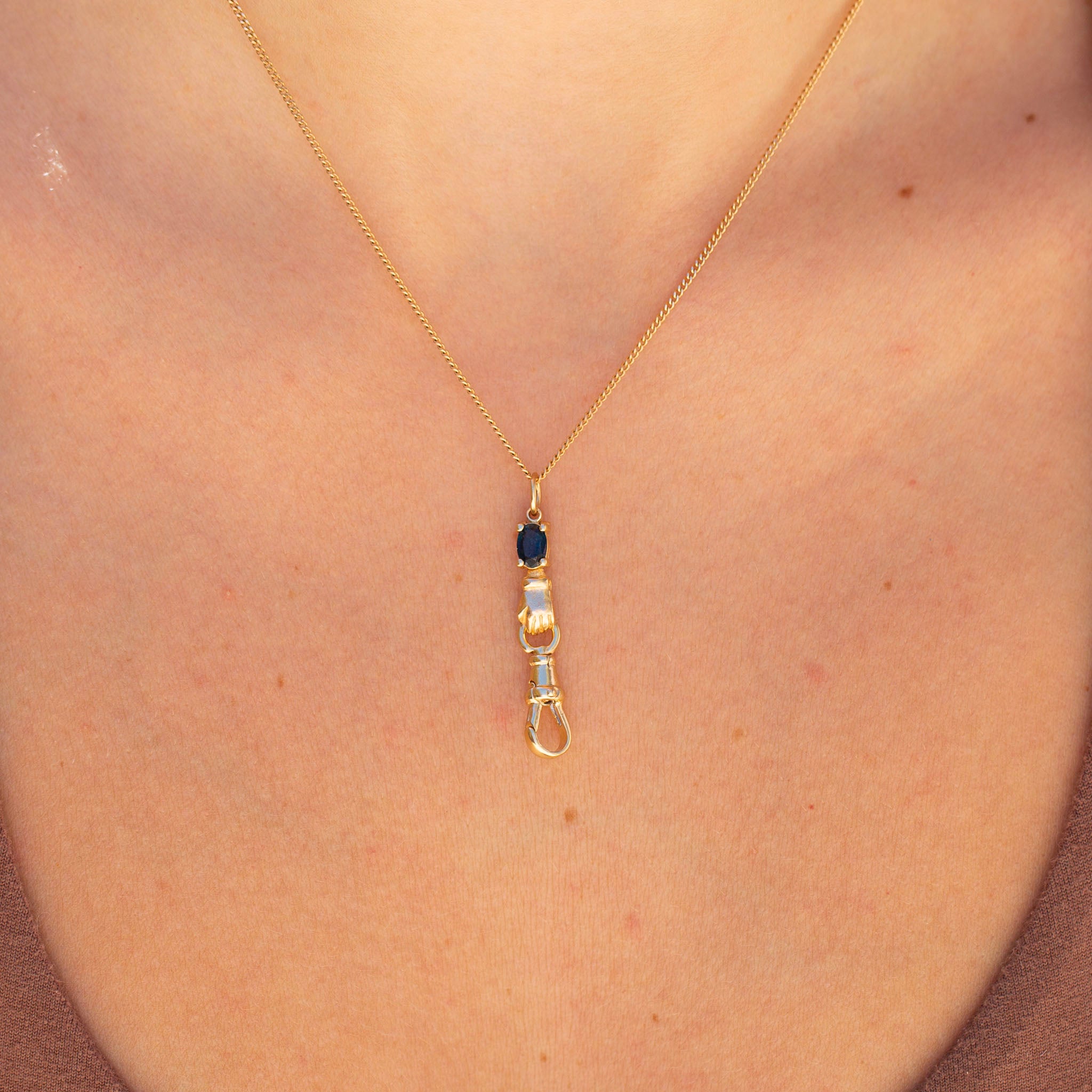 Hand Connector 10, Dark Blue Oval Sapphire