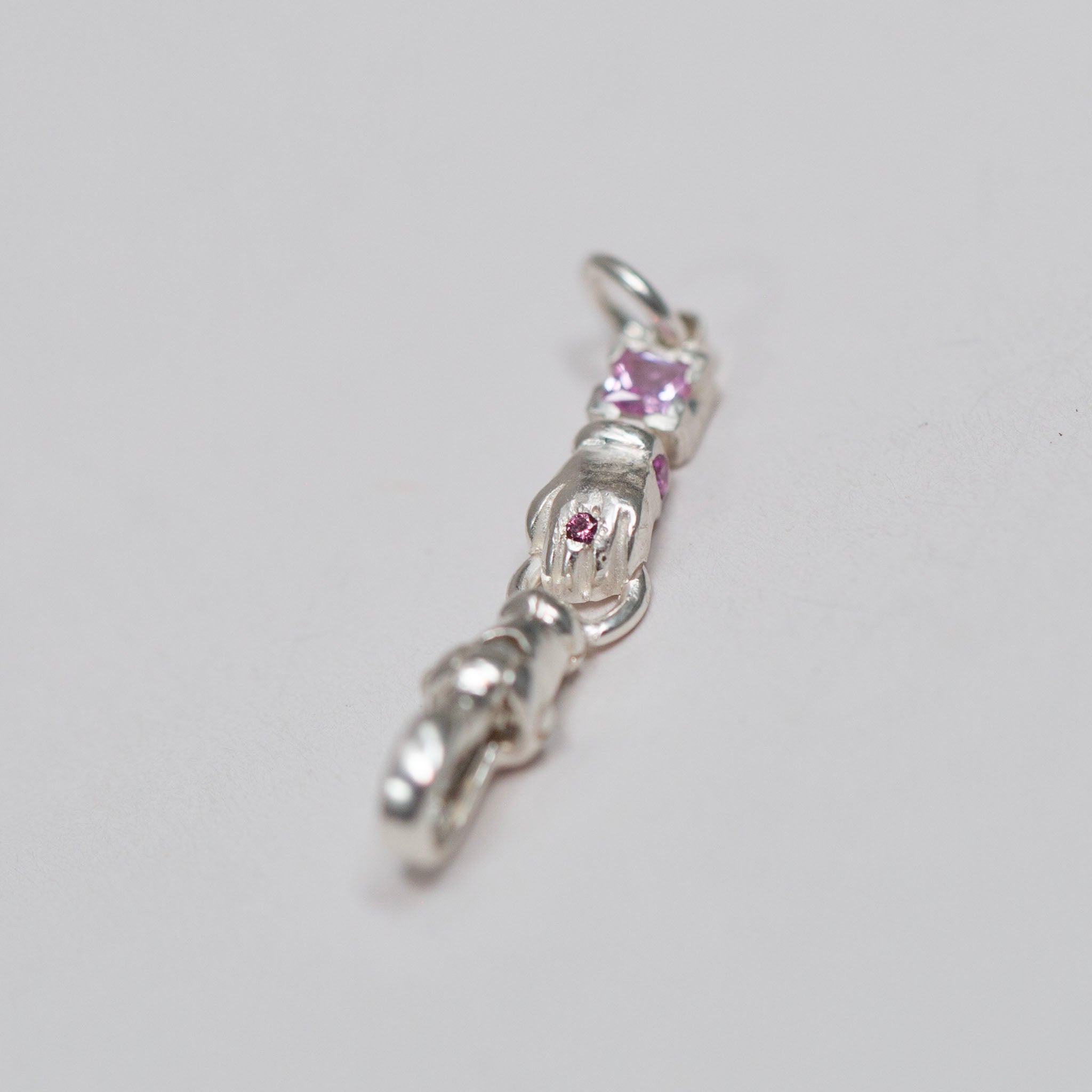 Pink Sapphire Silver Hand Connector