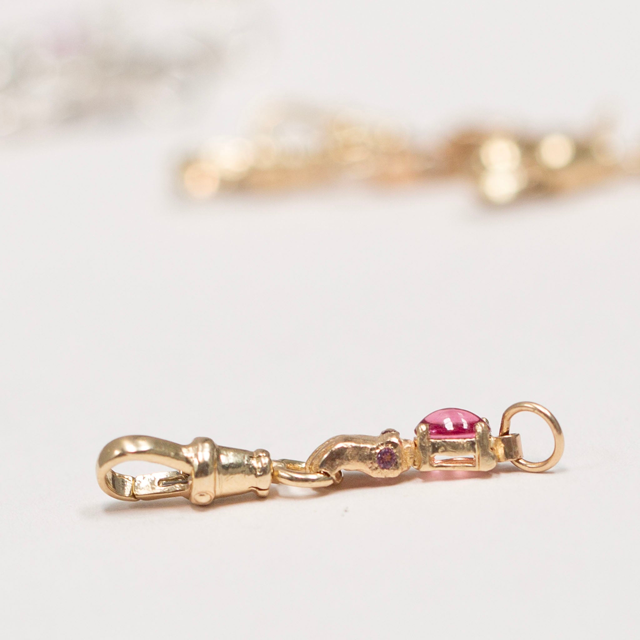 Pink Spinel, Tourmaline and Sapphire Hand Connector, 14K