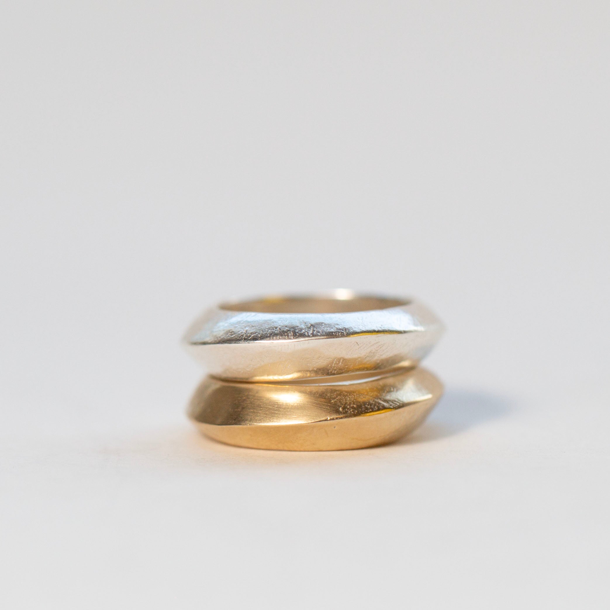 Saucer Rings, Mixed Metal