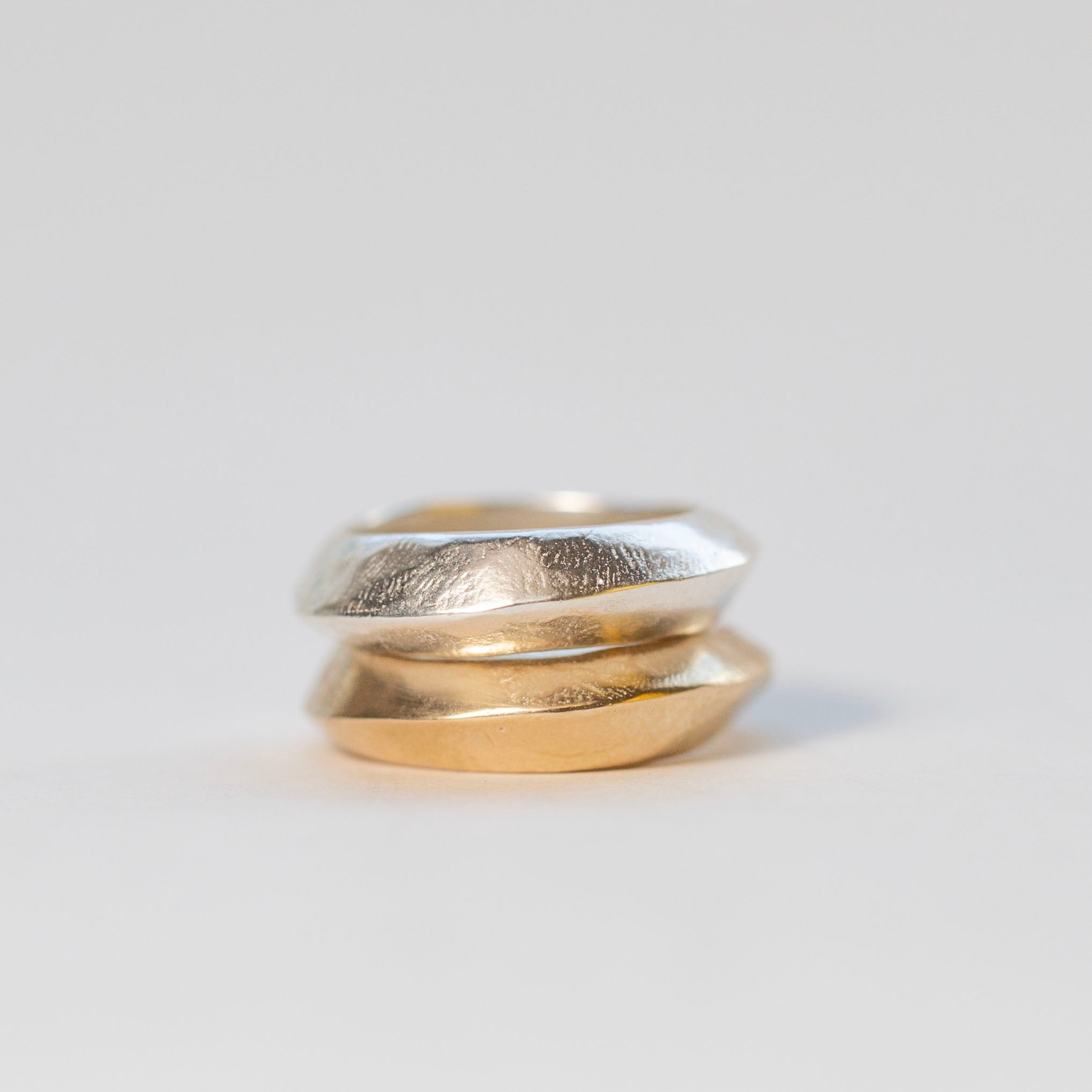 Saucer Rings, Mixed Metal