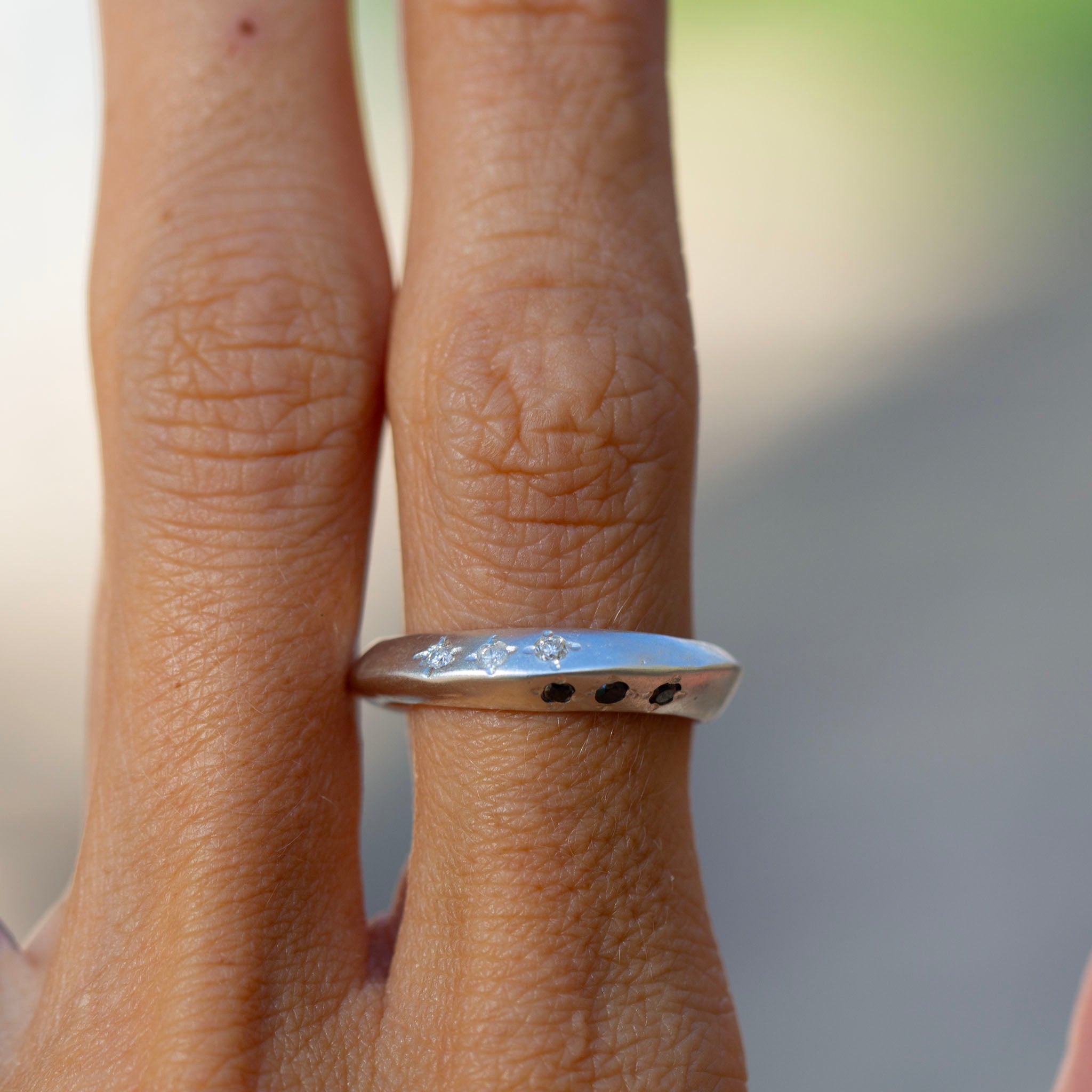 Diamond Saucer Ring, Silver