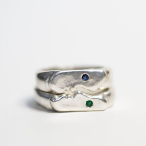 Gemstone Kiss Rings, Silver