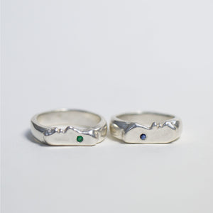 Gemstone Kiss Rings, Silver