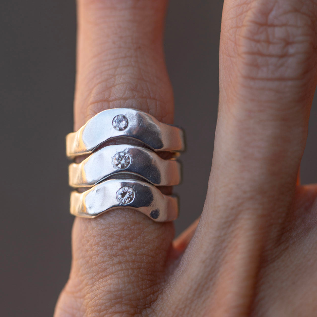 Oxbow Ring, Silver + Diamond