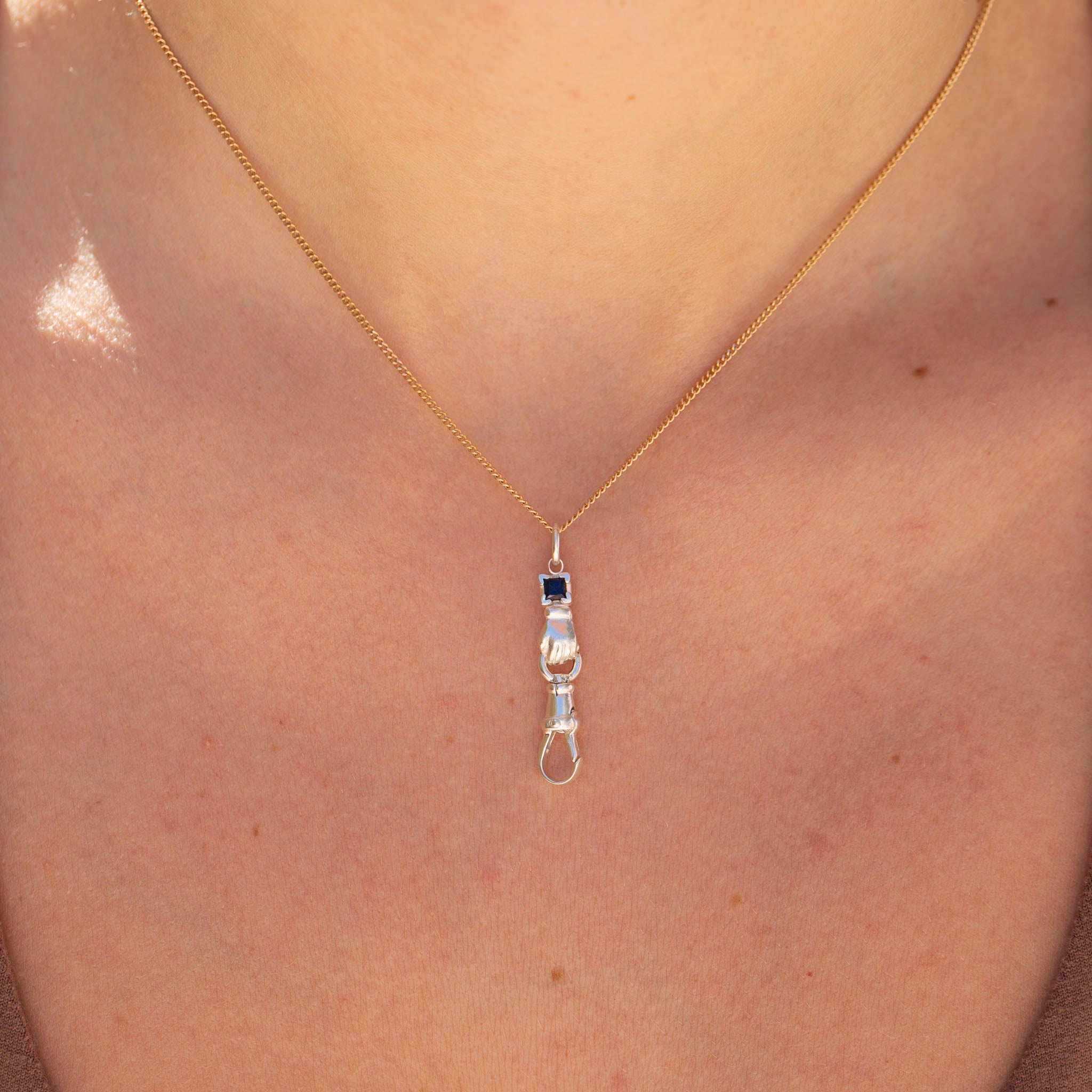 Blue Sapphire Silver Hand Connector