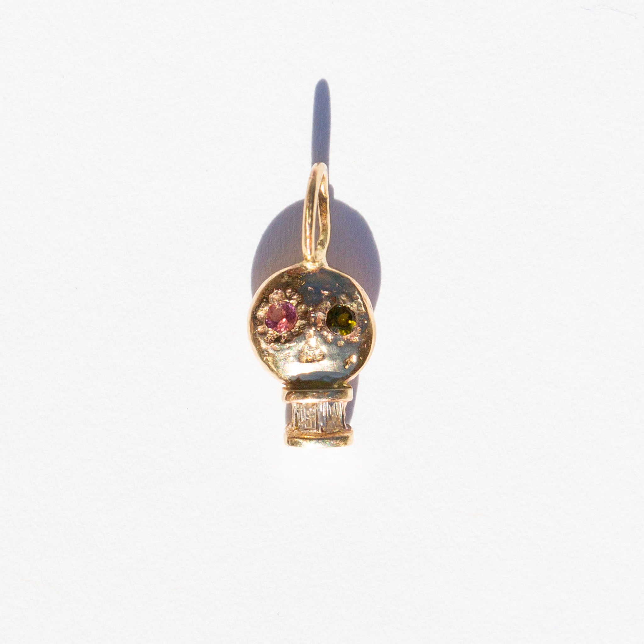 Skull Charm 12, Pink and Green Tourmaline