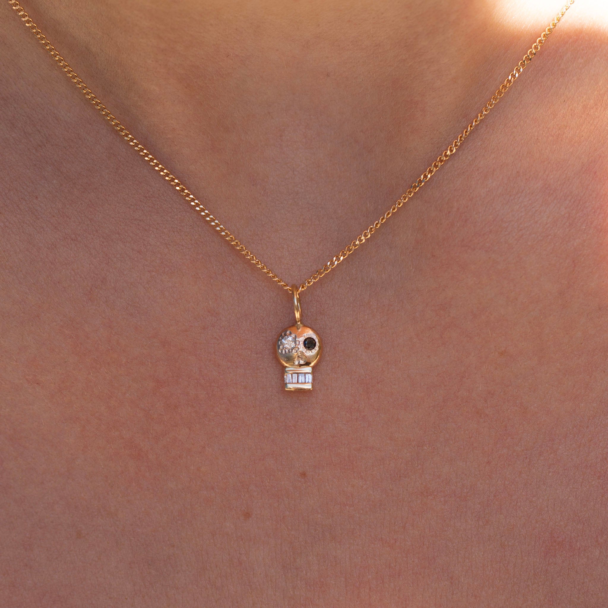 Skull Charm 1, Black and White Diamond
