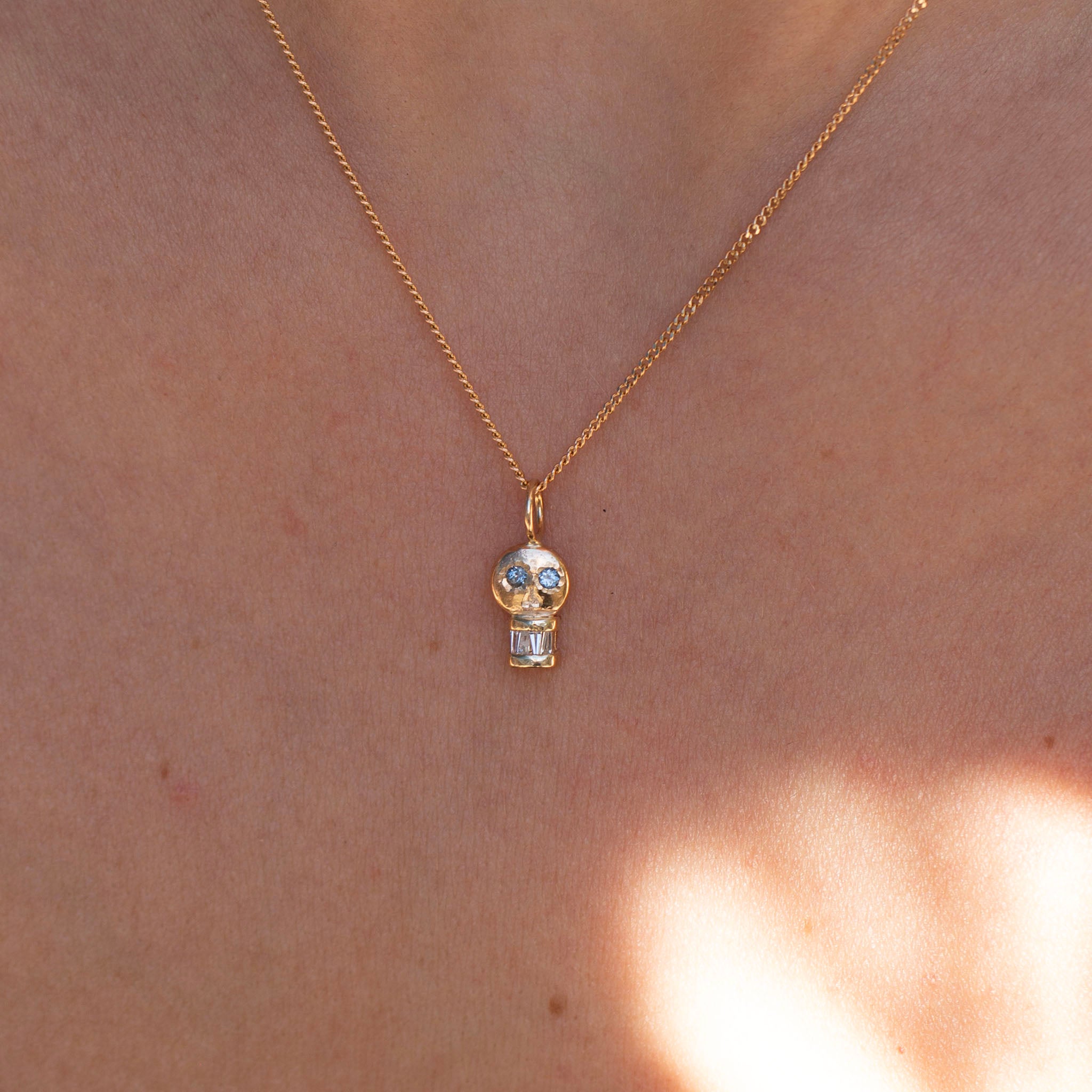 Skull Charm 4, Montana Blue Sapphires