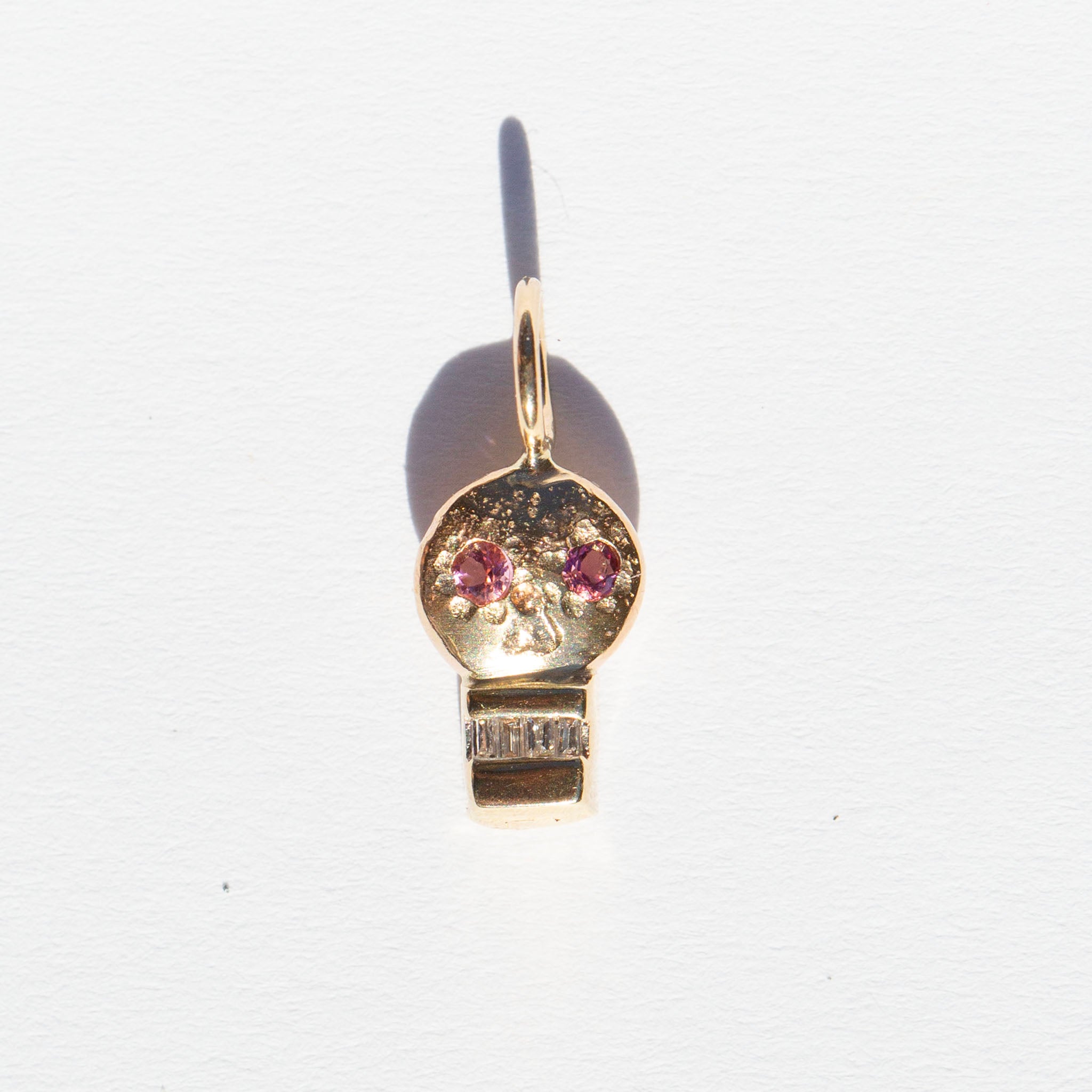 Skull Charm 5, Pink Tourmalines