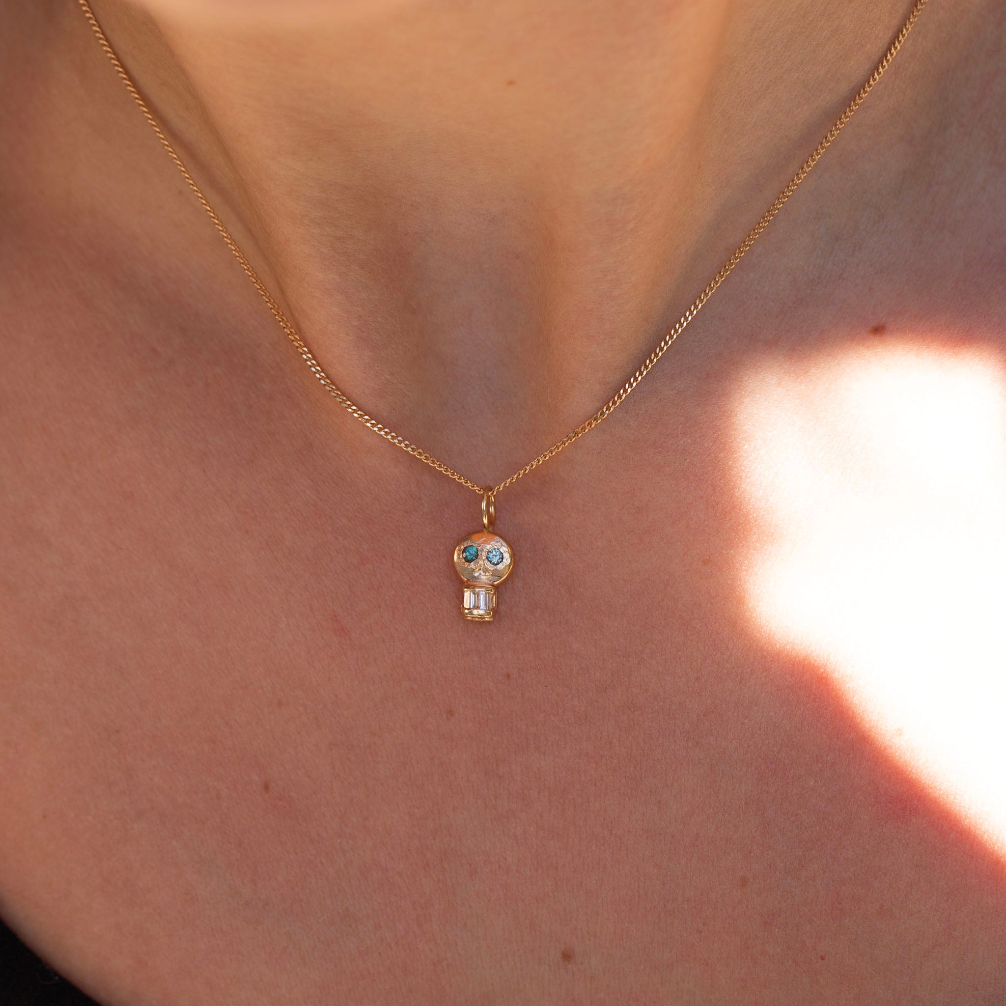 Skull Charm 8, Color Changing Garnets