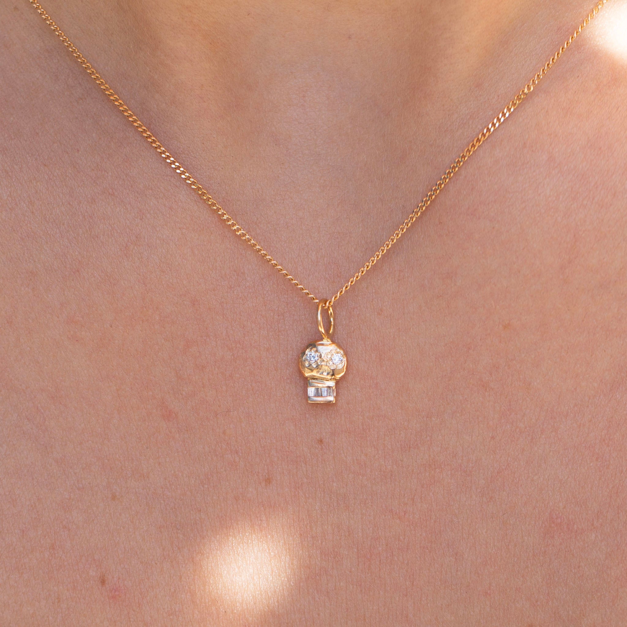 Skull Charm 2, White Diamonds