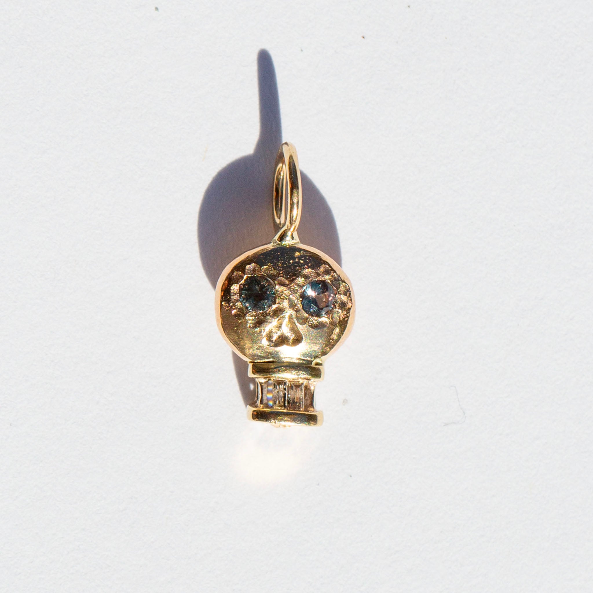 Skull Charm 9, Color Changing Garnets