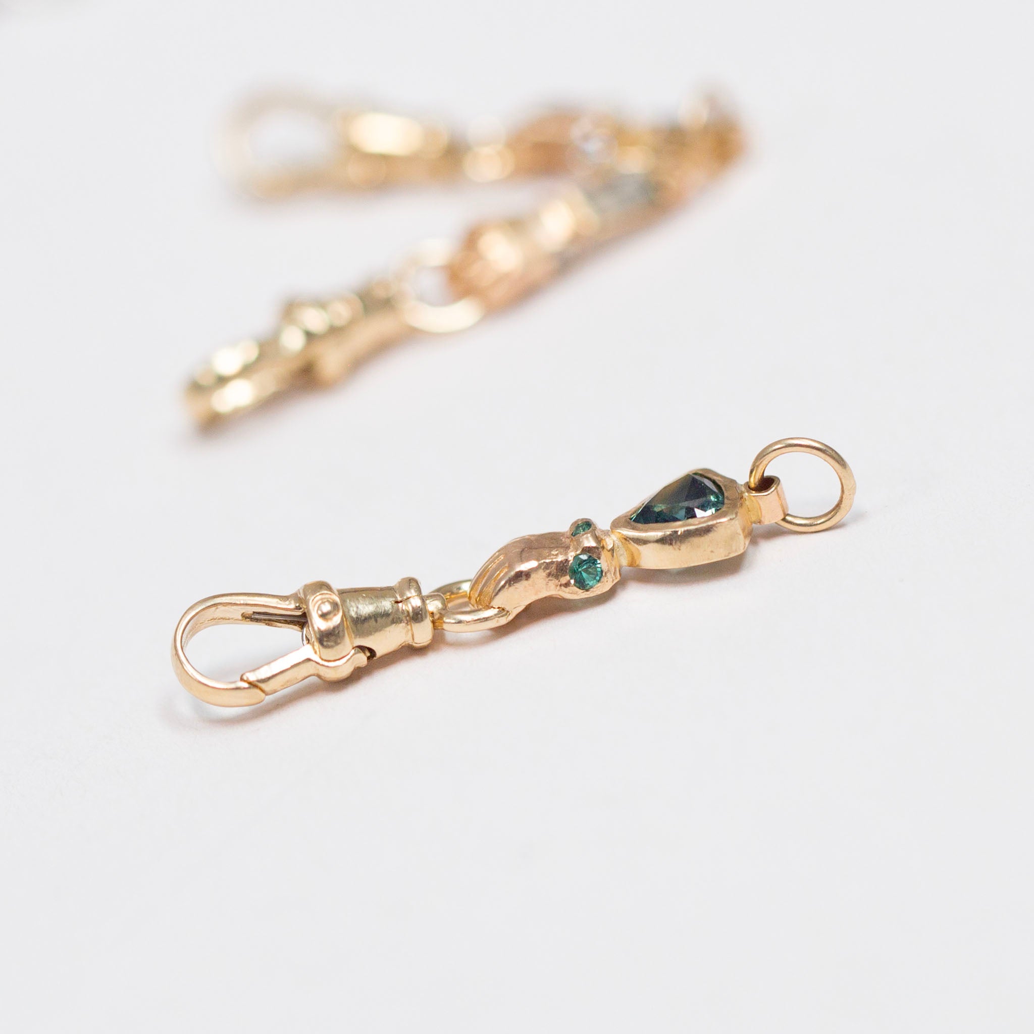 Sapphire and Emerald Hand Connector, 14K