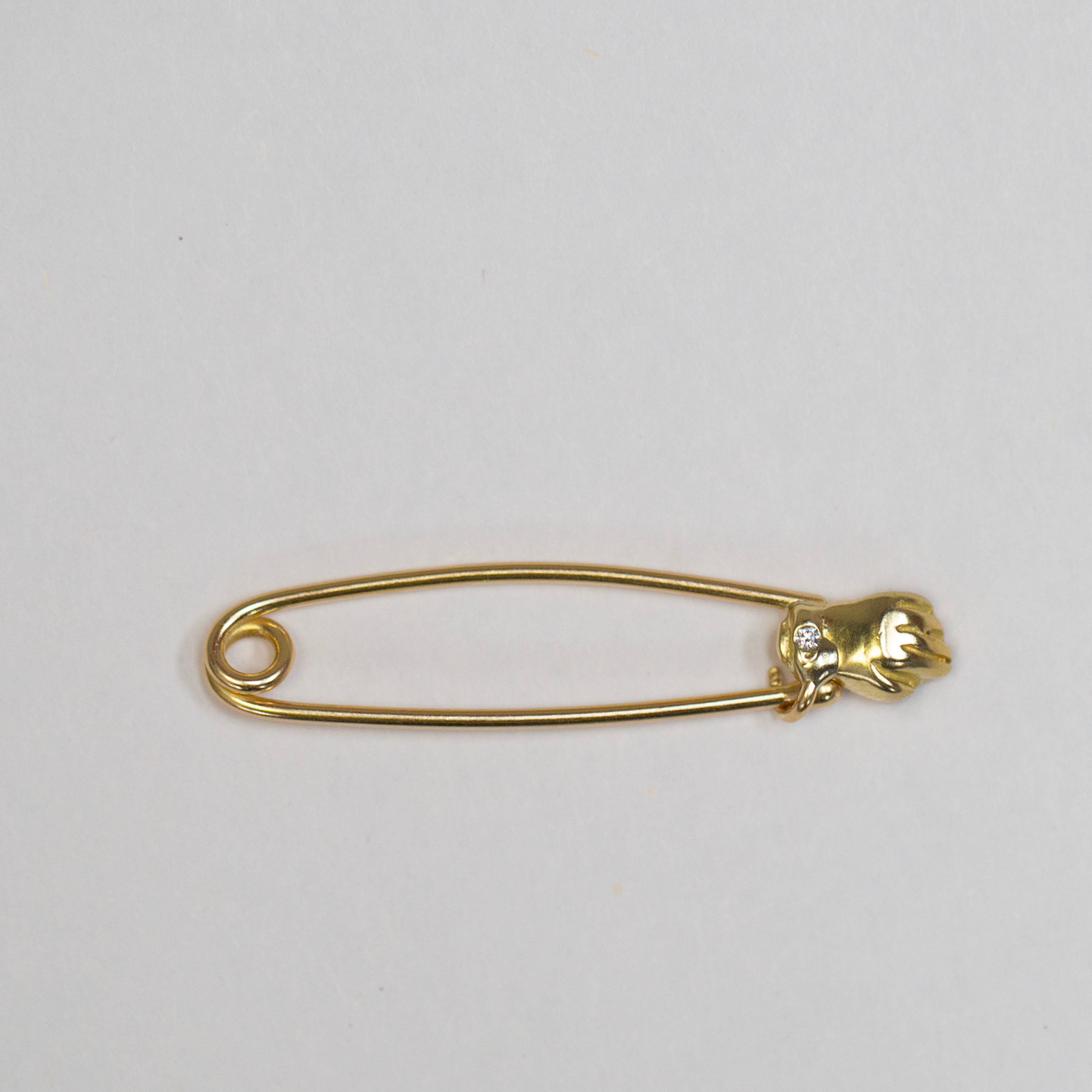Hand Safety Pin 1, 18k White Diamond