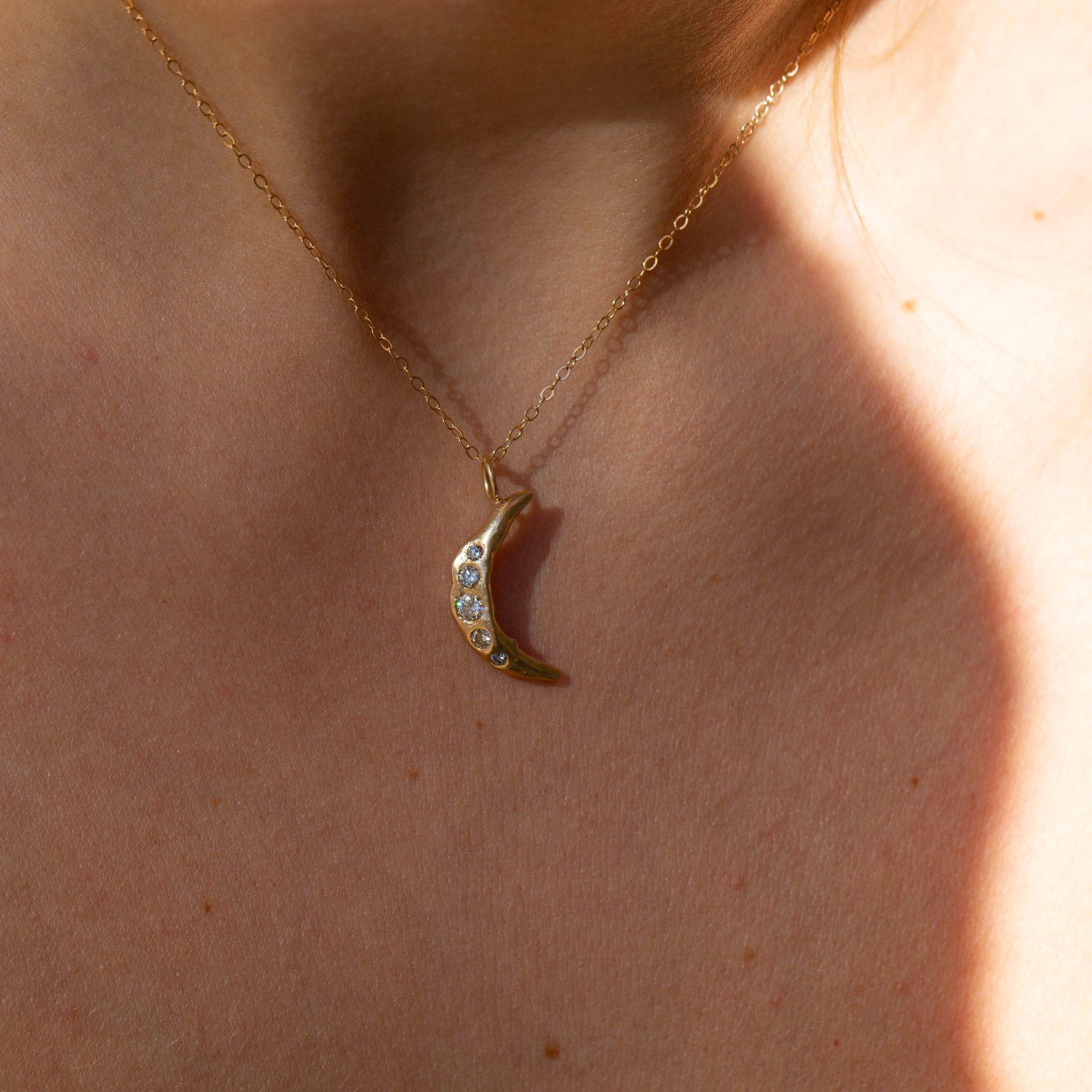 Waxing Crescent Diamond Moon Charm