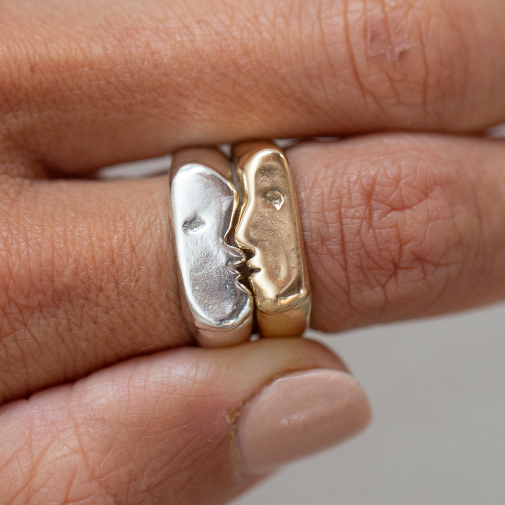 
            
                Load image into Gallery viewer, Kiss Rings, Silver &amp;amp; 14K
            
        
